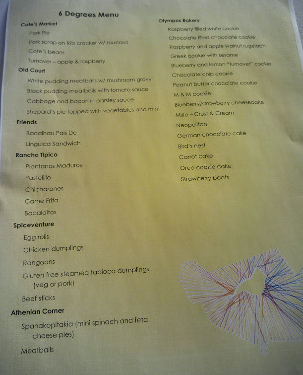 Menu for the night