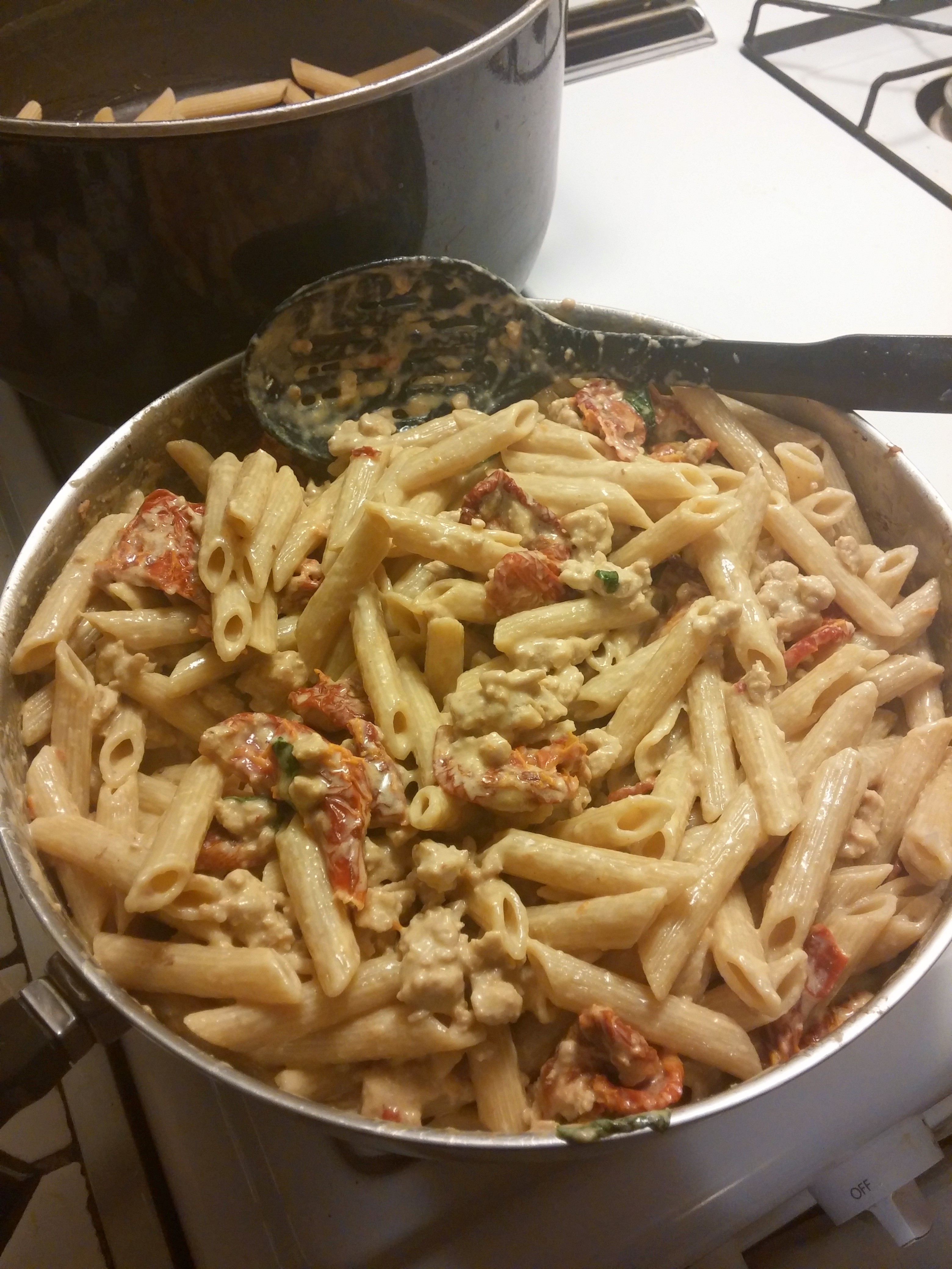 TADA! Creamy, cheesy and tomatoey